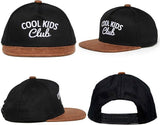 Flat Brim Trucker Hat - Cool Kids Club - Black/Faux Leather