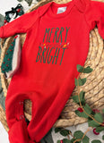 Merry and Bright baby Christmas outfit with lights