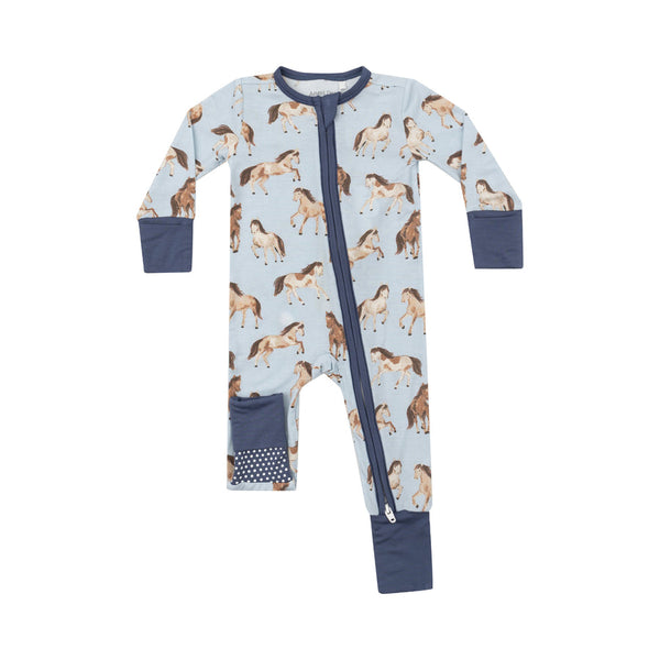 2 Way Zipper Romper - Horses Angel Dear