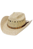 Kids Cattleman Crown Palm Leaf Straw Cowboy Hat