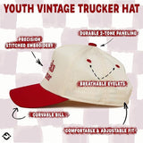Kid/Baby 2-Tone Cap: Snacks for Dinner- Red/Beige