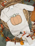 Pumpkin baby footie, fall outfit for baby, Halloween romper