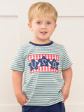 Green Striped Embroidered USA Shirt