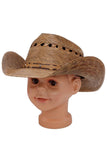 Kids Cattleman Crown Palm Leaf Straw Cowboy Hat