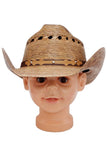 Kids Cattleman Crown Palm Leaf Straw Cowboy Hat