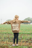 Western 'Farm to Feed America’ Brown Youth Crewneck