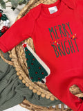 Merry and Bright baby Christmas outfit with lights