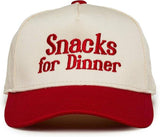 Kid/Baby 2-Tone Cap: Snacks for Dinner- Red/Beige