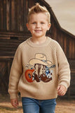 Tan western applique knit sweater. (unisex) TPG60499 MON