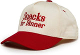 Kid/Baby 2-Tone Cap: Snacks for Dinner- Red/Beige