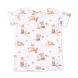 Woodland Animals with Pumpkins - Short Sleeve Loungewear Set
