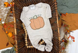 Pumpkin baby footie, fall outfit for baby, Halloween romper