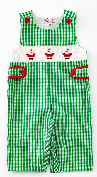 Green Christmas Gingham Smocked Jonjon