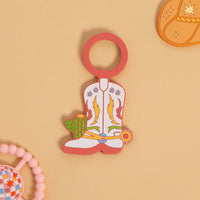 Western Cowboy Boot Teether, Baby Teether Ring