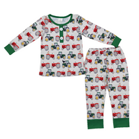 Green and red Tractor pajamas