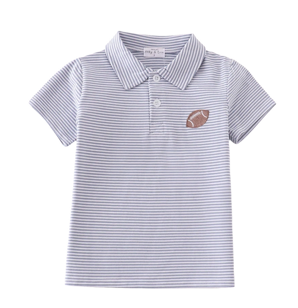 Premium Grey stripe football embroidery  shirt