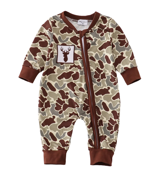 Camouflage antler embroidery romper