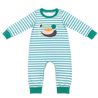 Green Duck Stripe Romper