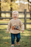 Tan western applique knit sweater. (unisex) TPG60499 MON