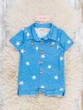 Patriotic Stars Button-Up Romper