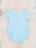 Blue Gingham Dad Love Bubble Romper