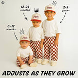 Kid/Baby 2-Tone Cap: Snacks for Dinner- Red/Beige