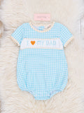 Blue Gingham Dad Love Bubble Romper